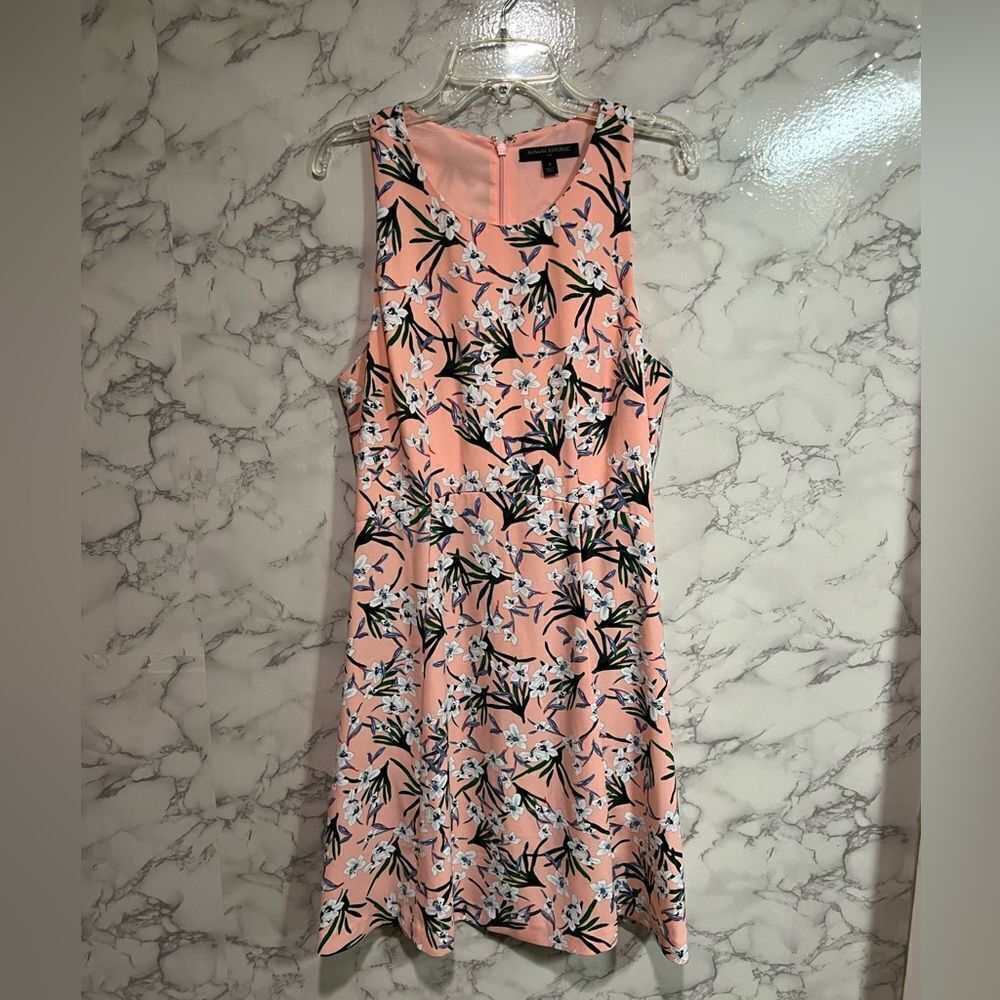 Banana Republic Dress Artsy A-Line Pink Floral Island Tropical Sundress 4